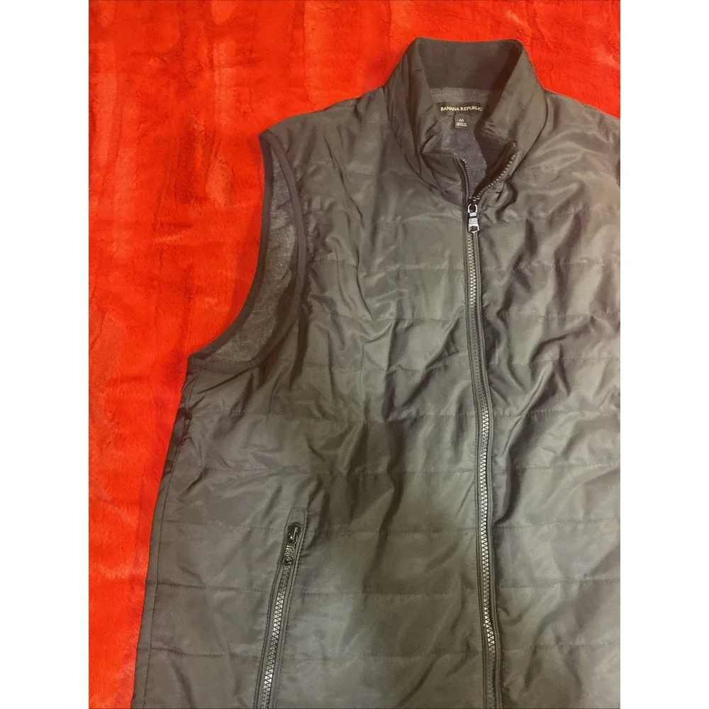 Banana Republic Vest Mens Medium Black Lined‎ Sleeveless Jacket Casual Full Zip